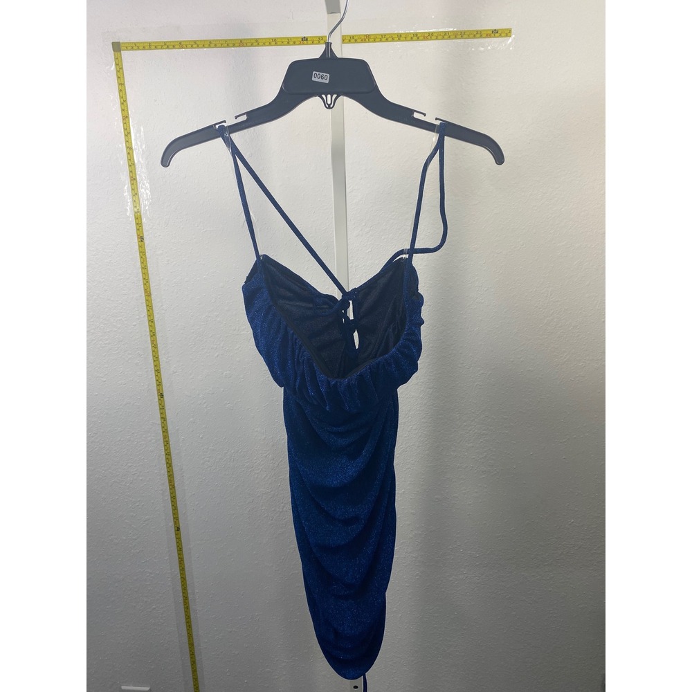Royal Blue Glitter Ruched Mini‎ Dress Spaghetti Strap Bodycon Party Clubwear